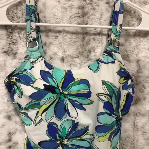Tankini Size 6D Croft & Barrow Bathing Suit Swim Swimming White/Blue Floral - Picture 4 of 12